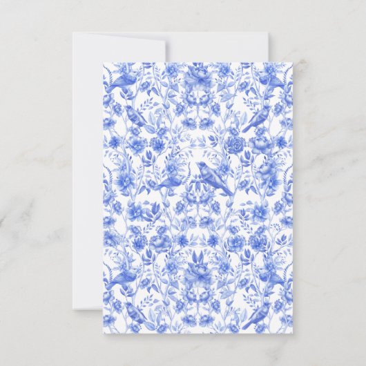 Blauw porselein bruiloft flat dank u kaart (Achterkant)