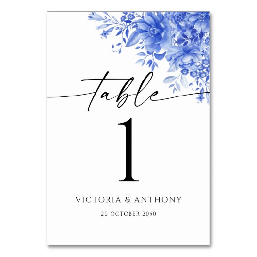 Blauw Porselein Bruiloft Kaart (Achterkant)