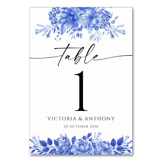 Blauw Porselein Bruiloft Kaart (Achterkant)