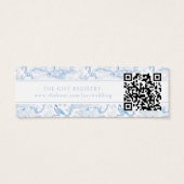 Blauw porselein bruiloft QR register insert kaart (Achterkant)