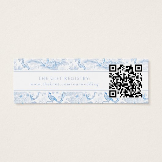 Blauw porselein bruiloft QR register insert kaart (Achterkant)
