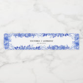 Blauw Porselein Bruiloft Water Fles Labels Waterfles Etiket (Enkel label)