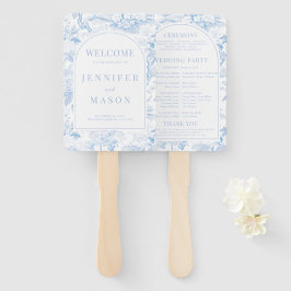 Blauw Porselein Chinoiserie Bloemen Huwelijksprogr Handwaaier