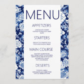 Blauw Porselein Chinoiserie Bloemen Trouwmenu Menu (Voorkant)