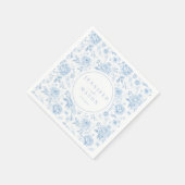 Blauw Porselein Chinoiserie Bloemenbruiloft Servet (Hoek)