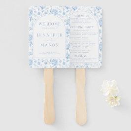 Blauw Porselein Chinoiserie Trouwprogramma Handwaaier
