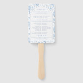 Blauw Porselein Chinoiserie Trouwprogramma Handwaaier (Achterkant)