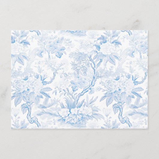 Blauw porselein Chinoiserie Vrijgezellenfeest Rece Informatiekaartje (Achterkant)