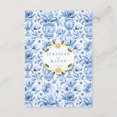 Blauw porselein citroen Italiaanse bruiloft menuka Informatiekaartje (Achterkant)