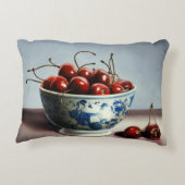 Blauw Porselein & Kersen Accent Kussen (Achterkant)