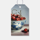 Blauw Porselein & Kersen Cadeaulabel (Voorkant)