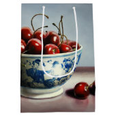 Blauw Porselein & Kersen Medium Cadeauzakje (Achterkant)