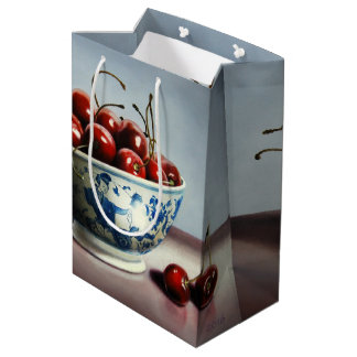 Blauw Porselein & Kersen Medium Cadeauzakje
