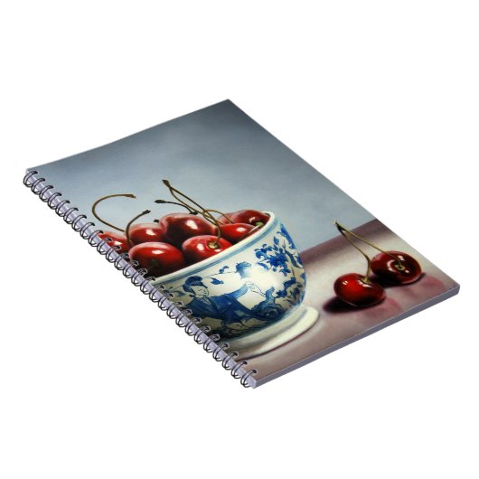 Blauw Porselein & Kersen Notitieboek (Rechterzijde)