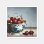 Blauw Porselein & Kersen Servet (Voorkant)