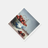 Blauw Porselein & Kersen Servet (Hoek)