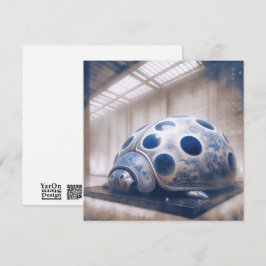 Blauw porselein lieveheersbeestje Wenskaart Notitiekaartje