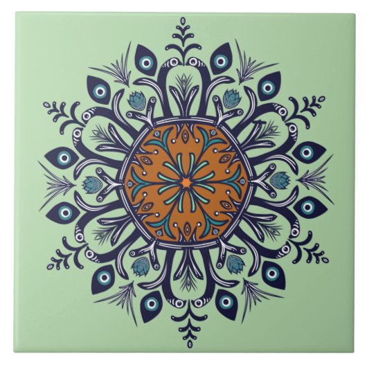 Blauw porselein ontwerp. Wat zie je? Tegeltje (Voorkant)