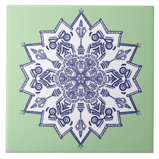 Blauw porselein ontwerp. Wat zie je? Tegeltje (Voorkant)