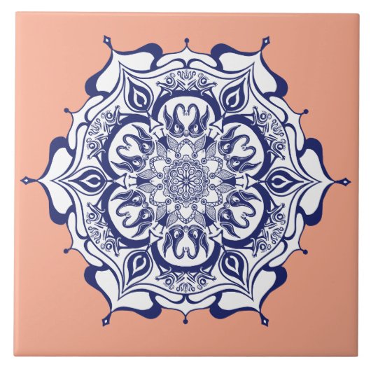 Blauw porselein ontwerp. Wat zie je? Tegeltje (Voorkant)