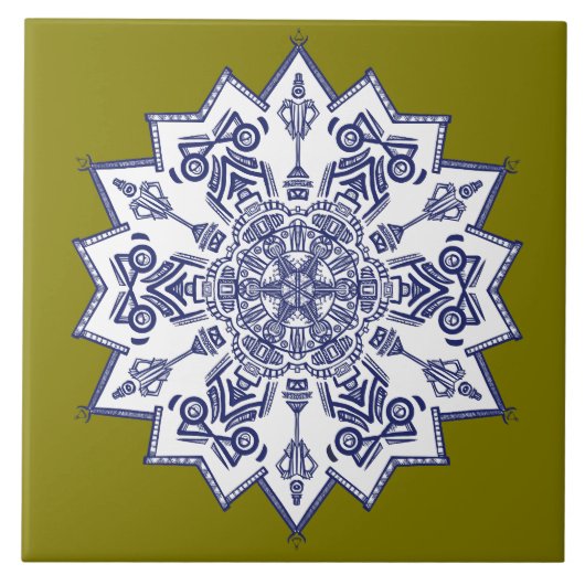 Blauw porselein ontwerp. Wat zie je? Tegeltje (Voorkant)