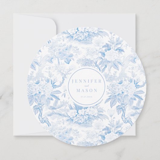 Blauw Porselein Trouwronde Menu Instant Download Kaart (Achterkant)
