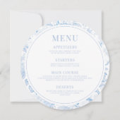 Blauw Porselein Trouwronde Menu Instant Download Kaart (Voorkant)