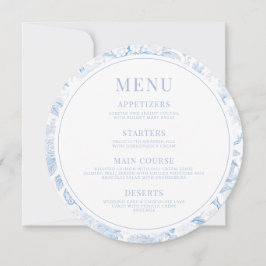 Blauw Porselein Trouwronde Menu Instant Download Kaart