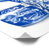 Blauw Porselein Waterverf Kunst Poster (Hoek)