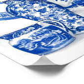 Blauw Porselein Waterverf Kunst Poster (Hoek)
