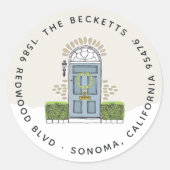 Blauw portaaladres ronde sticker (Voorkant)