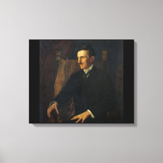 Blauw Portret van Nikola Tesla Canvas Afdruk (Voorkant)