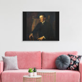 Blauw Portret van Nikola Tesla Canvas Afdruk (Insitu (Woonkamer))