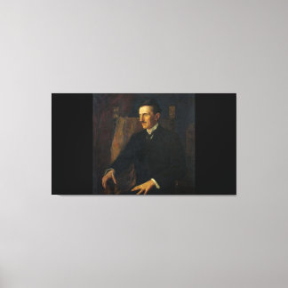Blauw Portret van Nikola Tesla Canvas Afdruk