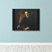 Blauw Portret van Nikola Tesla Canvas Afdruk (Insitu (Houten vloer))
