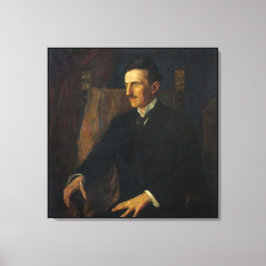 Blauw Portret van Nikola Tesla Canvas Afdruk