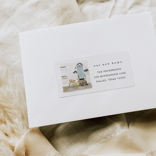 Blauw portretlabel Aankondiging verplaatsen Etiket