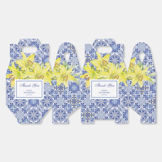 Blauw Portugees Azulejo Gele Lelie Bedankt Bedankdoosjes (Ongevouwen)