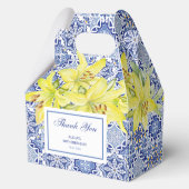 Blauw Portugees Azulejo Gele Lelie Bedankt Bedankdoosjes (Achterkant)