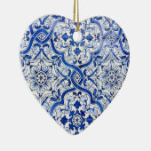 Blauw-Portugees Azulejo Heart-kerstversiering Keramisch Ornament (Rechts)