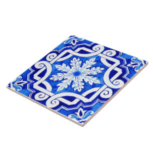 Blauw Portugees Azulejo Keramische Tegel. Tegeltje