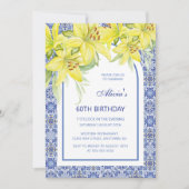 Blauw Portugees Azulejo Lily Foto Verjaardag Kaart (Voorkant)