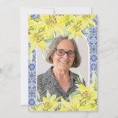 Blauw Portugees Azulejo Lily Foto Verjaardag Kaart (Achterkant)