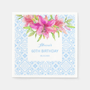Blauw Portugees Azulejo Tegels Lily Verjaardag Servet