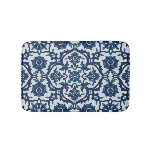 Blauw Portugees Azulejos Floral Tile Pattern Badmat