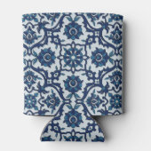 Blauw Portugees Azulejos Floral Tile Pattern Blikjeskoeler (Achterkant)