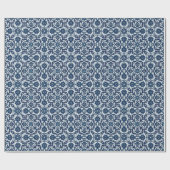 Blauw Portugees Azulejos Floral Tile Pattern Cadeaupapier (Vlak)