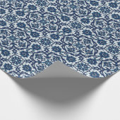 Blauw Portugees Azulejos Floral Tile Pattern Cadeaupapier (Hoek)