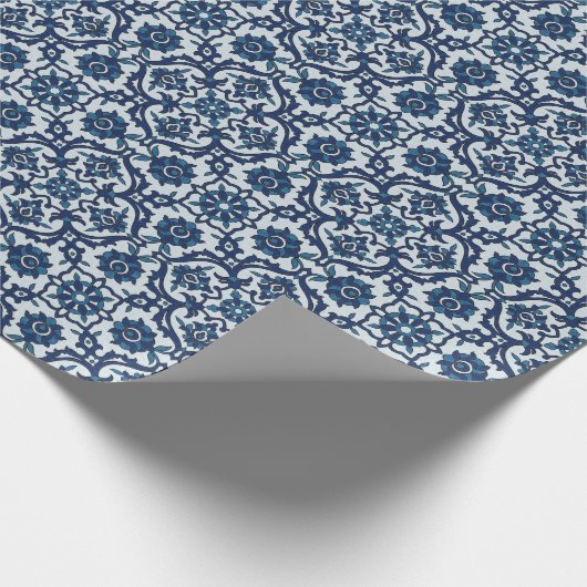 Blauw Portugees Azulejos Floral Tile Pattern Cadeaupapier (Hoek)