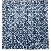 Blauw Portugees Azulejos Floral Tile Pattern Douchegordijn (Voorkant)